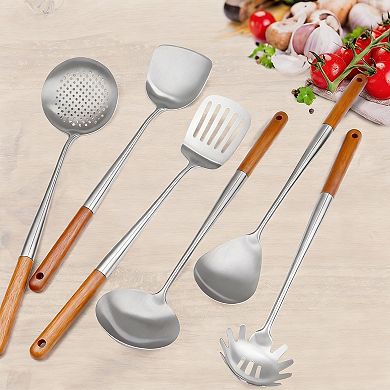 Stainless Steel Kitchen Utensils Set, 6Pcs, 304 Grade, Heat-Resistant Handles, Dishwasher Safe
