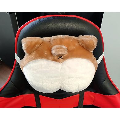 Cute Corgi Shaped Car Headrest Pillow - PP Cotton, Soft, Adjustable
