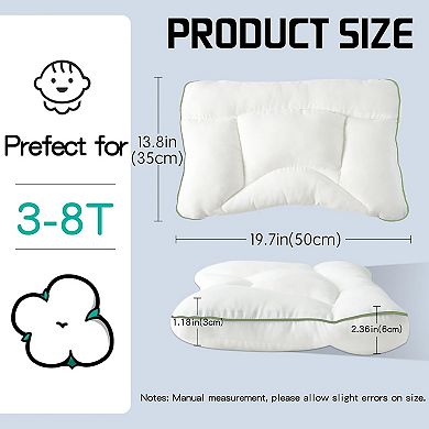Toddler Pillow with Ergonomic Design, Removable Case, Breathable Mesh, Soft Filling