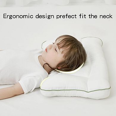 Toddler Pillow with Ergonomic Design, Removable Case, Breathable Mesh, Soft Filling