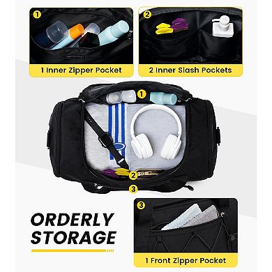 Durable 18" Gym Travel Duffel with Shoe Compartment & 9 Pockets