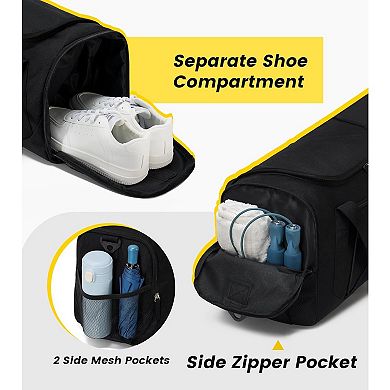 Durable 18" Gym Travel Duffel with Shoe Compartment & 9 Pockets