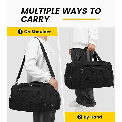 Durable 18" Gym Travel Duffel with Shoe Compartment & 9 Pockets
