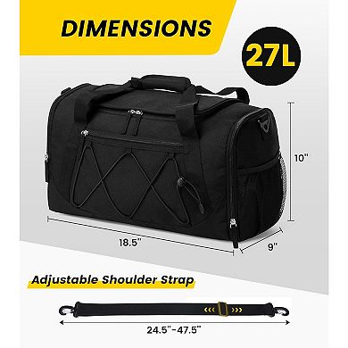 Durable 18" Gym Travel Duffel with Shoe Compartment & 9 Pockets
