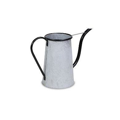 HomeRoots 10" Black And Gray Galvanized Metal Flowers And Garden Decorative Watering Can