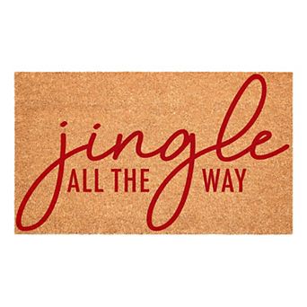 HomeRoots 24" X 36" Brown And Red Christmas Outdoor Coir Door Mat