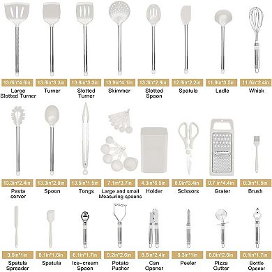 33-Piece Silicone & Stainless Steel Cooking Utensil Set - Durable, Scratch-Free, Easy Clean