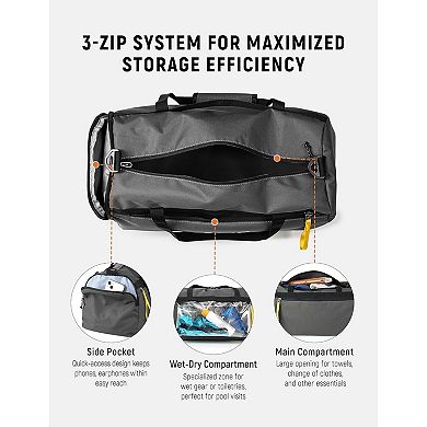 Multi-Compartment Gym Duffel with Wet Pocket for Travel and Fitness