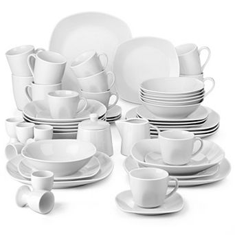 50 pc Porcelain Dinnerware Set, Plate Set, Bowl, Mug, Coffee Set, Egg Cup, Milk Pitcher, Sugar Bowl
