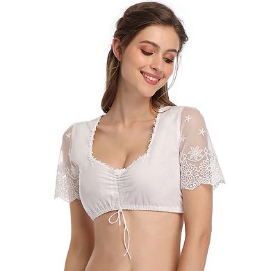 Women's Short Sleeve Casual Crop Top Blouse Shirt