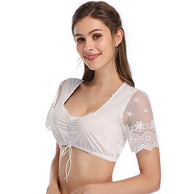 Women's Short Sleeve Casual Crop Top Blouse Shirt