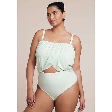 ELOQUII Women's Plus Size Crossover Strapless One Piece