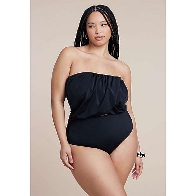 ELOQUII Women's Plus Size Crossover Strapless One Piece