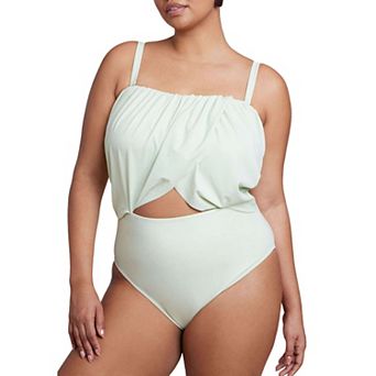 ELOQUII Women's Plus Size Crossover Strapless One Piece