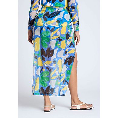 ELOQUII Women's Plus Size Mesh Maxi Skirt Coverup