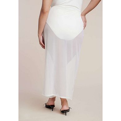 ELOQUII Women's Plus Size Mesh Maxi Skirt Coverup