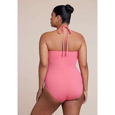 ELOQUII Women's Plus Size Rosette Halter One Piece