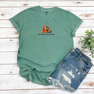 You Are Not Alone Punch the Monkey - Women's Garment Dyed Graphic T-Shirt