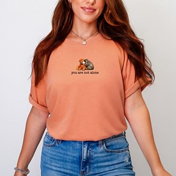 You Are Not Alone Punch the Monkey - Women's Garment Dyed Graphic T-Shirt