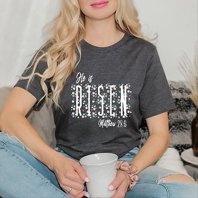 He Is Risen Floral - Women's Short Sleeve Graphic T-Shirt