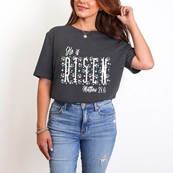 He Is Risen Floral - Women's Short Sleeve Graphic T-Shirt