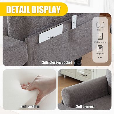 Merax Modern Minimalist Chenille Fabric Chaise Lounge Recliner Single Sofa Living Room