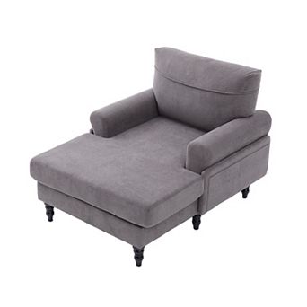 Merax Modern Minimalist Chenille Fabric Chaise Lounge Recliner Single Sofa Living Room
