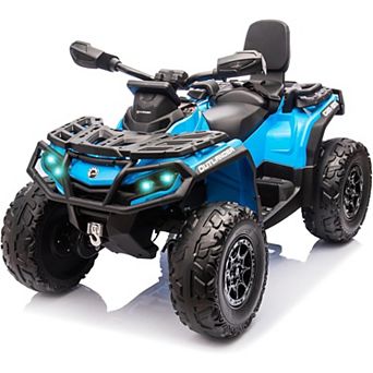 24V Licensed Can-Am Kids Ride On ATV, 2-Seater 4WD Electric Car w/ Bluetooth, LED Lights & 3 Speeds