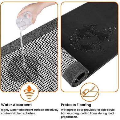 Great Ambitions Non-Slip Kitchen Runner Rug, Machine Washable, Absorbent Sink Mat
