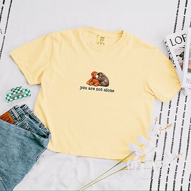 You Are Not Alone Punch the Monkey - Women's Boxy Crop Top Graphic T-Shirt