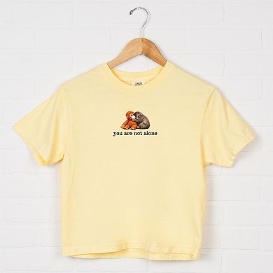 You Are Not Alone Punch the Monkey - Women's Boxy Crop Top Graphic T-Shirt