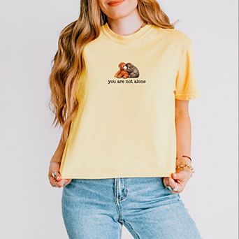You Are Not Alone Punch the Monkey - Women's Boxy Crop Top Graphic T-Shirt