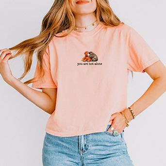 You Are Not Alone Punch the Monkey - Women's Boxy Crop Top Graphic T-Shirt