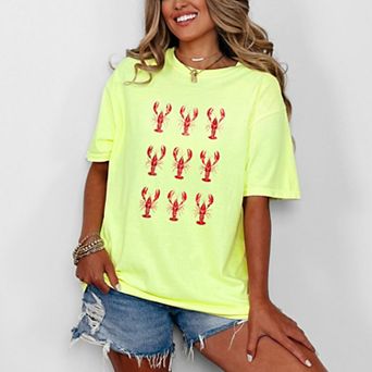 Nine Lobsters Watercolor - Women's Garment Dyed Graphic T-Shirt