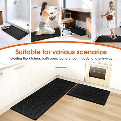 Great Ambitions 2-Piece Kitchen Mats, Non-Slip, Anti-Fatigue, Waterproof, for Sink Floor