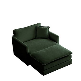 Merax Modular Accent Chair with Ottoman Chenille Fabric Solid Wood Frame