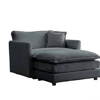 Merax Modular Accent Chair with Ottoman Chenille Fabric Solid Wood Frame