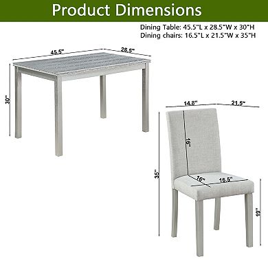 Merax Elegant 5 Piece Wooden Dining Set Rectangular Table with 4 Padded Chairs Waterproof