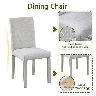 Merax Elegant 5 Piece Wooden Dining Set Rectangular Table with 4 Padded Chairs Waterproof