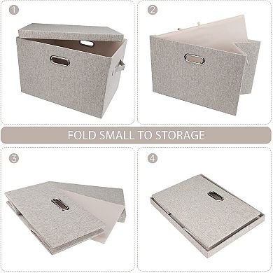 Sturdy Foldable Storage Bins with Lids, Stackable, 5 Pack, 17x12x11