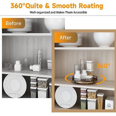 Farmhouse 9" Oak Lazy Susan Organizer for Kitchen, Pantry, and Home Decor