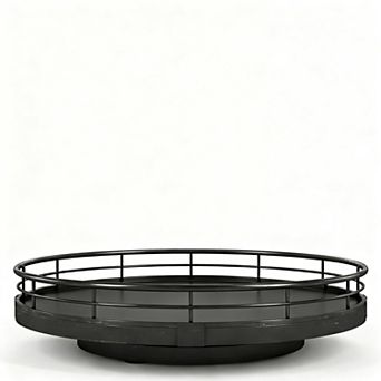 Farmhouse 9" Oak Lazy Susan Organizer for Kitchen, Pantry, and Home Decor