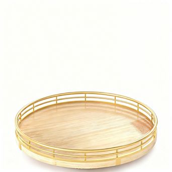 Farmhouse 9" Oak Lazy Susan Organizer for Kitchen, Pantry, and Home Decor