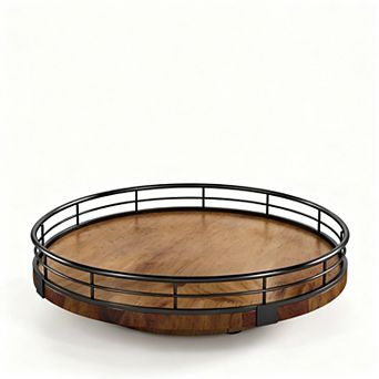 Farmhouse 9" Oak Lazy Susan Organizer for Kitchen, Pantry, and Home Decor