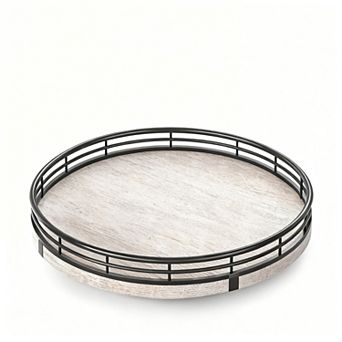 Farmhouse 9" Oak Lazy Susan Organizer for Kitchen, Pantry, and Home Decor