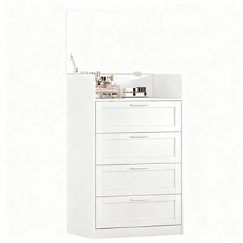 Transformable Tall White 4 Drawer Vanity Dresser
