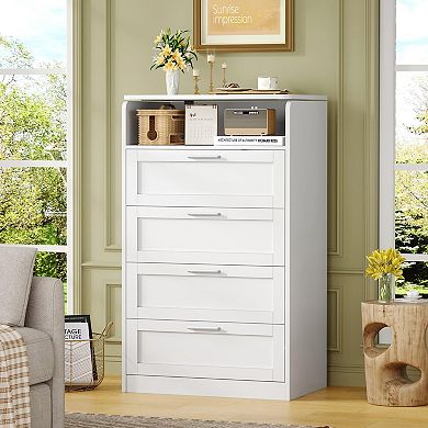 Transformable Tall White 4 Drawer Vanity Dresser