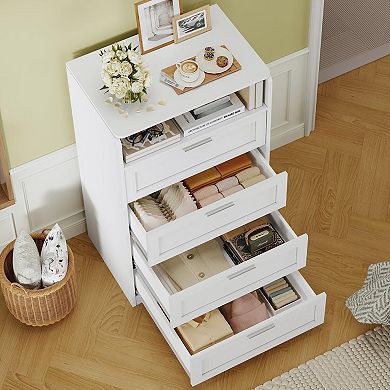 Transformable Tall White 4 Drawer Vanity Dresser