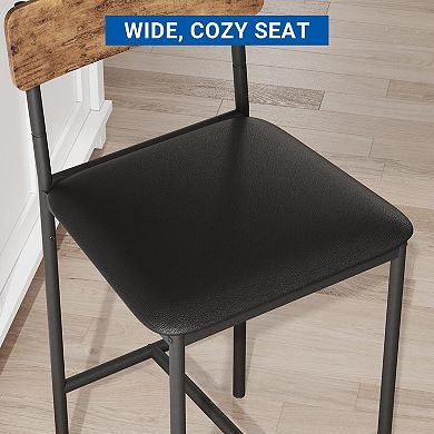 Ergonomic Bar Stools with Backrest and Footrest, Easy Assembly，Set Of 2