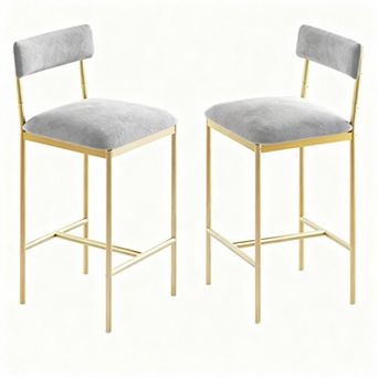 Ergonomic Bar Stools with Backrest and Footrest, Easy Assembly，Set Of 2